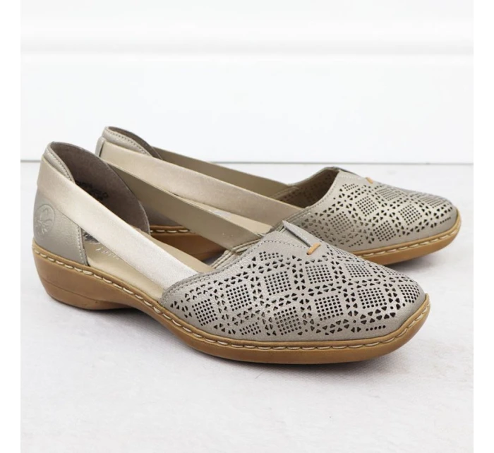 Dámská kožená prolamovaná pohodlná obuv lila Rieker 41351-90