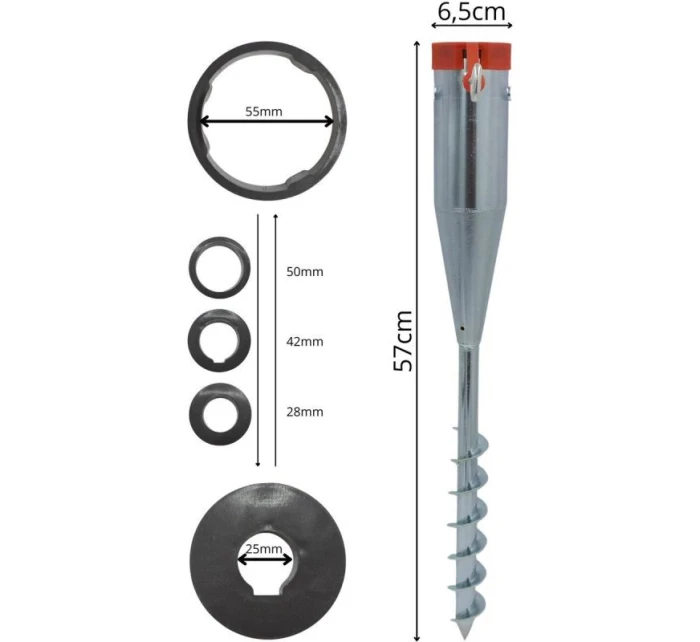 ZÁKLADNA PRO UPEVNĚNÍ DEŠTNÍKU 25-55 MM KOVOVÁ ŠROUBOVACÍ REDCLIFFS