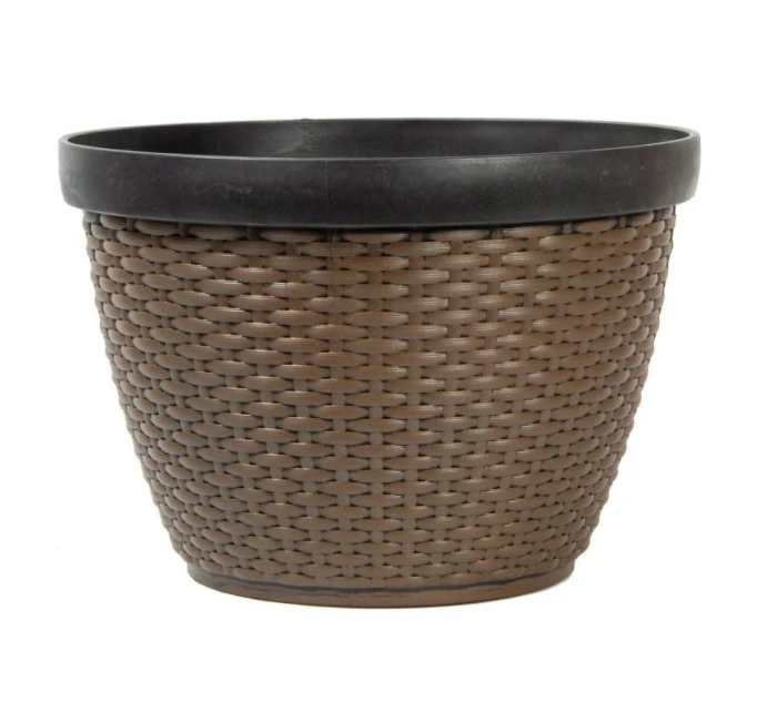 RATANOVÝ PLASTOVÝ KVĚTINÁČ O PRŮMĚRU 30,5 CM SASKA ZAHRADA