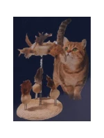 KOČIČÍ HRAČKA PEŘÍ NA PRUŽINÁCH NA ŠKRABADLE 14X33CM