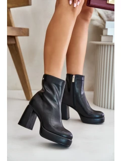 Boty na podpatku z přírodní kůže Černé model 21673855 - Goe