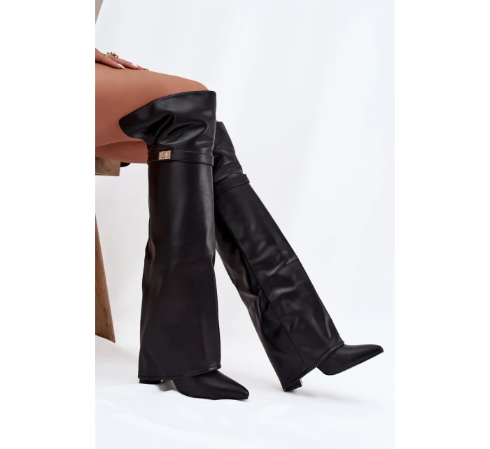 Zateplené kozačky s  za koleno  černé model 21707713 - Boto