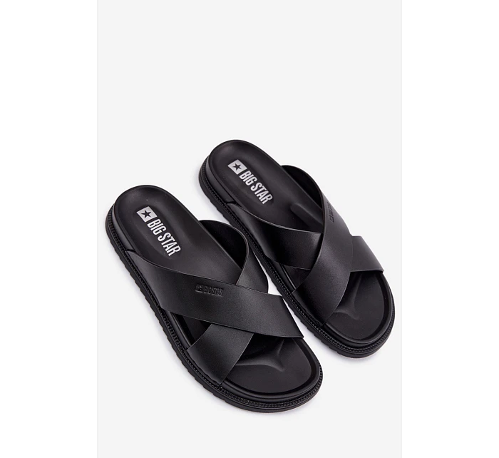 Kožené pánské pantofle Big Star model 22064034 Černé - Big Star Shoes Kožené pánské pantofle Big Star model 22064034 Černé - Big Star Shoes