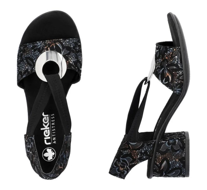 Pohodlné černé sandály Rieker W RKR679