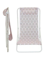 SKLÁDACÍ PLÁŽOVÉ LEHÁTKO S OPĚRKOU HLAVY MODRÉ A ORANŽOVÉ