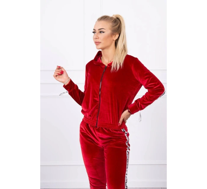 Velurová souprava s ozdobnými model 21752918 červená - K-Fashion Velurová souprava s ozdobnými model 21752918 červená - K-Fashion