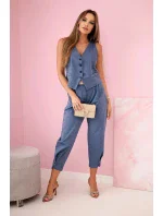 Set vesta + kalhoty džínový melír