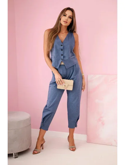 Set vesta + kalhoty džínový melír