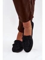 Dámské mokasíny s třásněmi černé model 21919027 - Boto