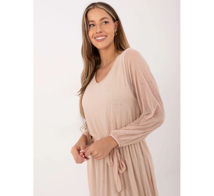 Sukienka IT SK model 21782467 beżowy - FPrice Sukienka IT SK model 21782467 beżowy - FPrice