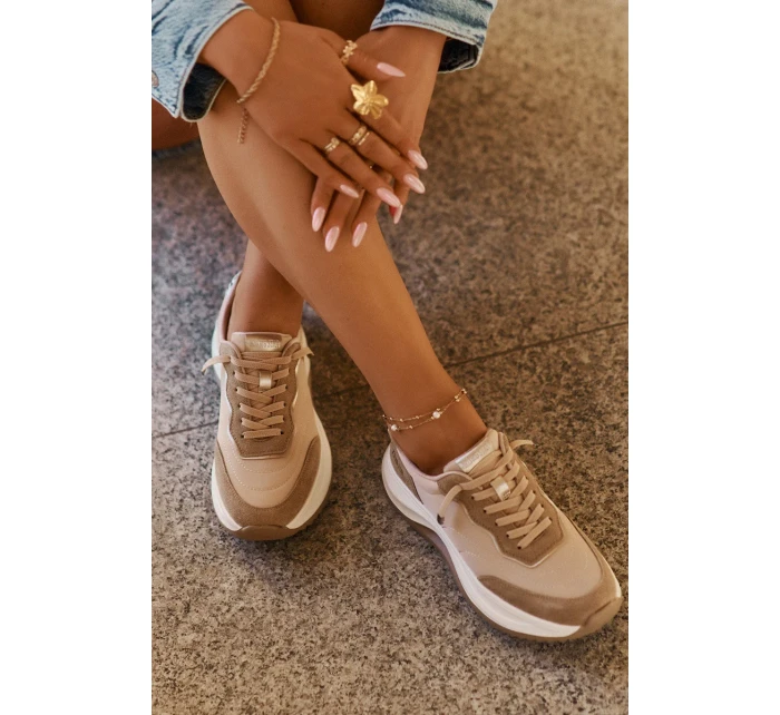 Dámské semišové tenisky na platformě Big Star HI-POLY SYSTEM – tmavě béžové