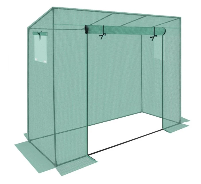 SKLENĚNÁ SKŘÍŇ PRO ZAHRADNÍ TOMATOPY 200x77x168-150CM PE ZELENÁ