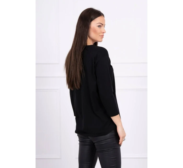 Halenka s 3D grafikou ptáka černá Halenka s 3D grafikou ptáka černá