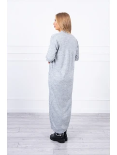 Svetr dlouhý svetr vázaný v pase šedý