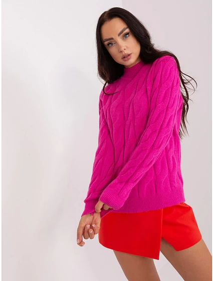 Sweter AT SW model 18959375 fuksjowy - FPrice Sweter AT SW model 18959375 fuksjowy - FPrice