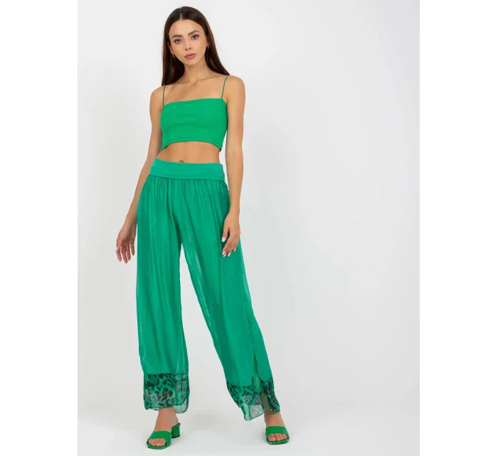 Dámské široké kalhoty DHJ SP 20822.37 zelená - FPrice Dámské široké kalhoty DHJ SP 20822.37 zelená - FPrice
