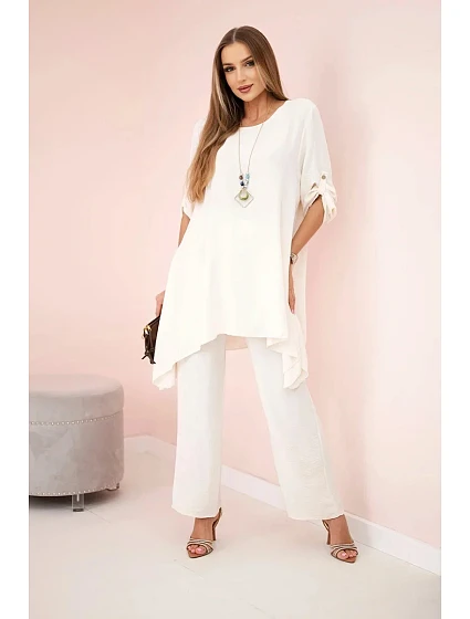 Sada halenky + kalhot s přívěskem světle béžová