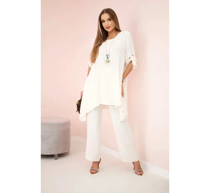 Sada halenky + kalhot s přívěskem světle béžová Sada halenky + kalhot s přívěskem světle béžová