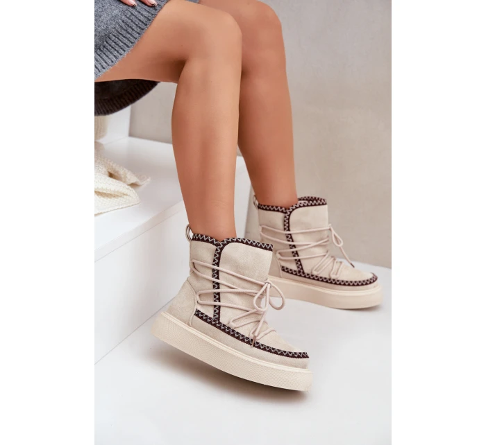 Dámské Sněhule S Na Platformě Světle Béžové model 21680230 - Boto Dámské Sněhule S Na Platformě Světle Béžové model 21680230 - Boto