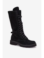 Semišové kotníkové boty se šněrováním do půli  Černé model 21707488 - Zazoo