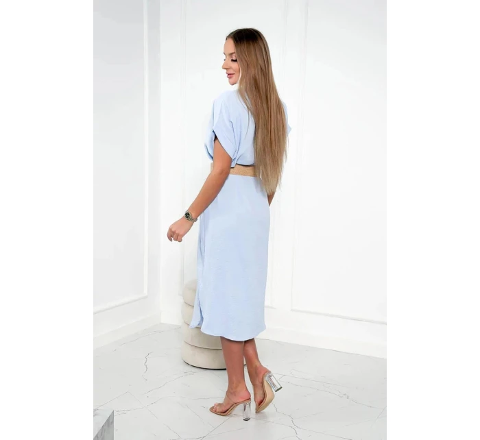 Dámské šaty s ozdobným páskem 24139 sv. modré - Kesi Dámské šaty s ozdobným páskem 24139 sv. modré - Kesi