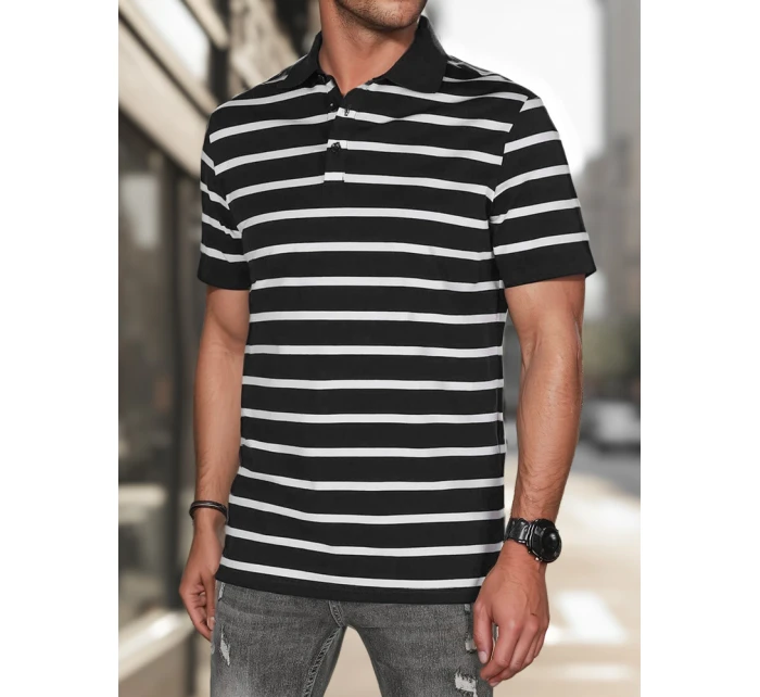 Pánská pruhovaná polokošile černá FashionStreet PX0636