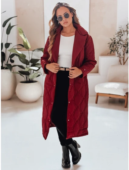 Dámský prošívaný dlouhý kabát TRENDIFY bordó FashionStreet TY4940