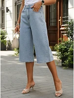 Dámské džínové šortky široké bermudy světle modré FashionStreet SY0547 Dámské džínové šortky široké bermudy světle modré FashionStreet SY0547