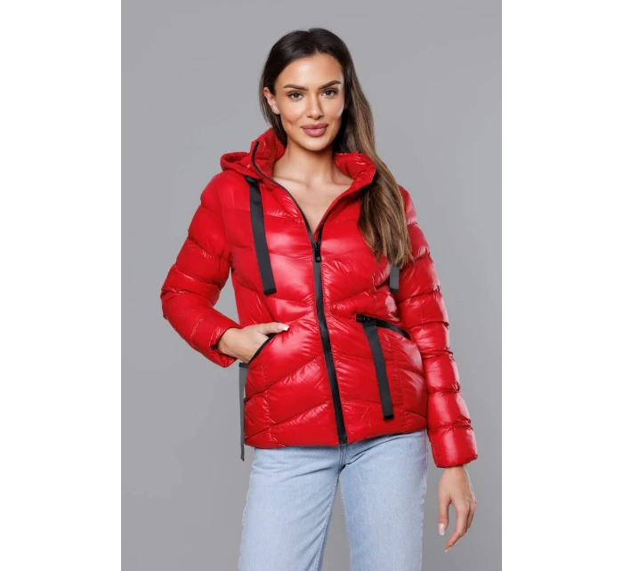 Červená krátká dámská zimní bunda (23066-(270)(1)) Červená krátká dámská zimní bunda (23066-(270)(1))