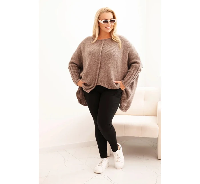 Svetr dámský Plus Size z model 21297044 s volným střihem a rukávem 3/4 fango - K-Fashion