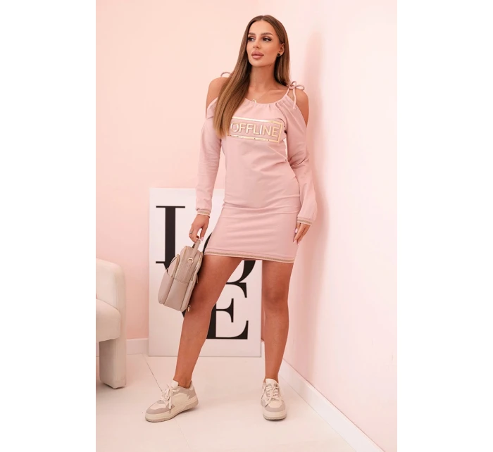 Dámské šaty s 3/4 rukávy a krajkou na zádech fango