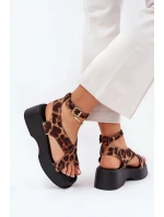 Dámské Sandály Na Platformě A Klínu V Leopardím Tisku Hnědé Tenzorus Dámské Sandály Na Platformě A Klínu V Leopardím Tisku Hnědé Tenzorus