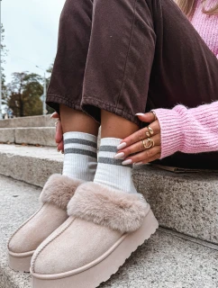 Sněhule Na Platformě S Kožešinou A Přezkou Béžové model 21714727 - Boto