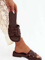 Dámské pantofle na ploché podrážce čokoládové Lorania