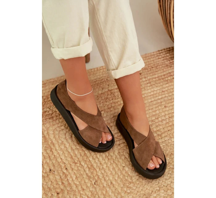 Dámské sandály Zazoo 3196 z přírodního semiše světle hnědé