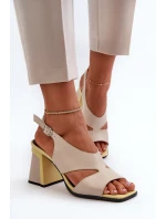 Dámské sandály na vysokém podpatku Béžová D&A Dámské sandály na vysokém podpatku Béžová D&A