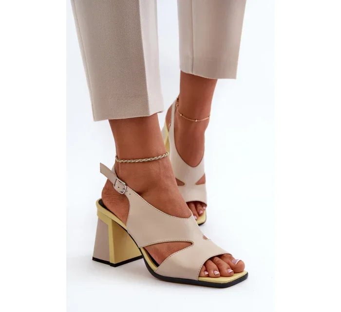 Dámské sandály na vysokém podpatku Béžová D&A Dámské sandály na vysokém podpatku Béžová D&A