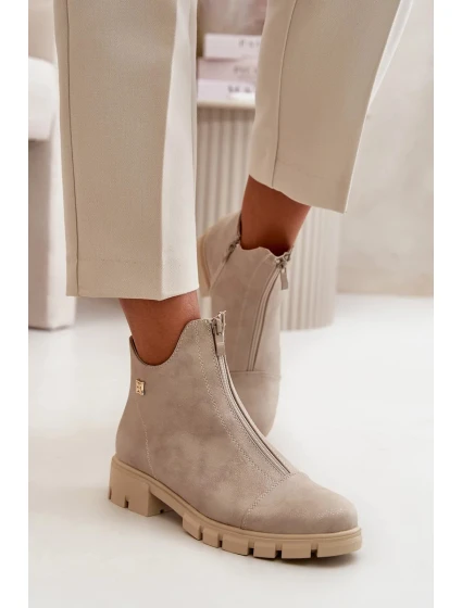 Zateplené Dámské Kotníkové Boty S Eko Kožené Zlaté model 20712781 - Kesi Zateplené Dámské Kotníkové Boty S Eko Kožené Zlaté model 20712781 - Kesi