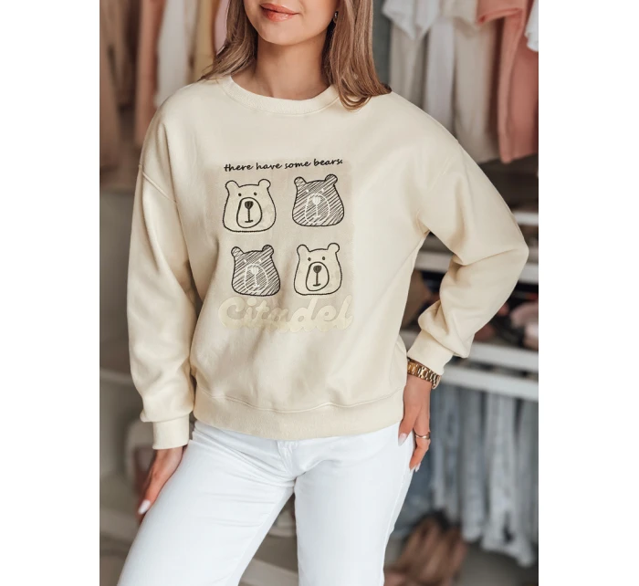Dámská oversize mikina s medvídky MISOBEARS ecru FashionStreet BY1435