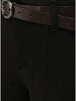 Spodnie damskie slim fit z paskiem czarne model 22278455 - FashionStreet Spodnie damskie slim fit z paskiem czarne model 22278455 - FashionStreet
