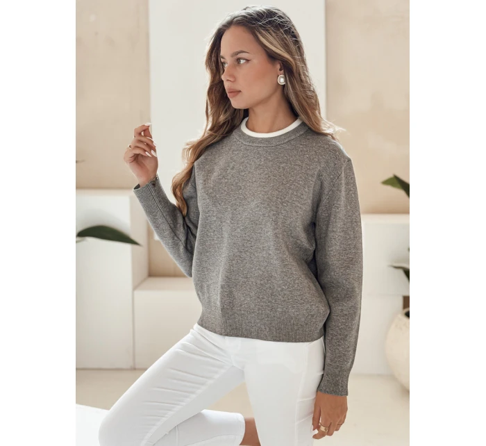 Dámský základní svetr DARMILA šedý FashionStreet MY2505