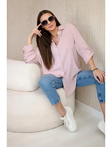 Bavlněná mušelínová košile oversize tmavě pudrově růžová