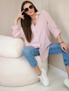 Bavlněná mušelínová košile oversize tmavě pudrově růžová