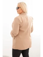 Dámská bunda Plus Size bez zapínání s podšívkou model 21468648 tmavě béžová - K-Fashion