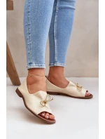 Kožené Dámské Baletky Béžové model 21682460 - Zazoo