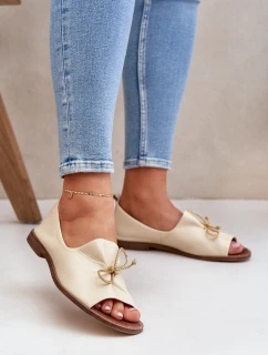 Kožené Dámské Baletky Béžové model 21682460 - Zazoo