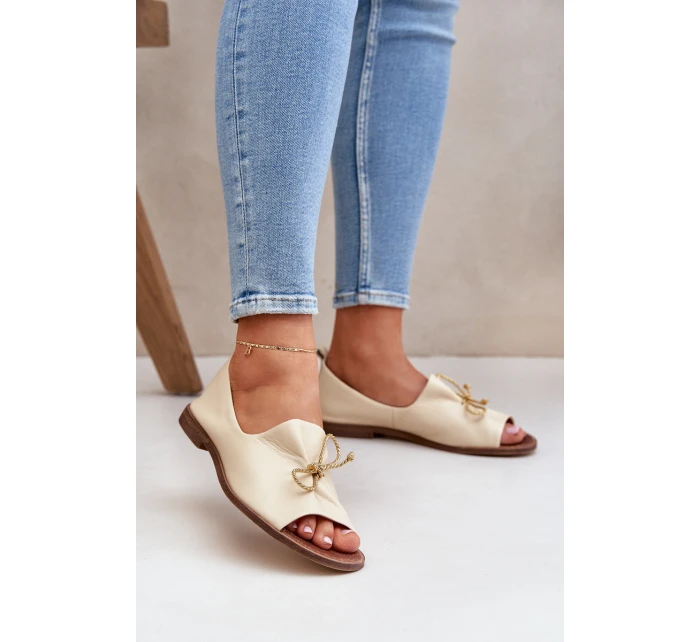 Kožené Dámské Baletky Béžové model 21682460 - Zazoo