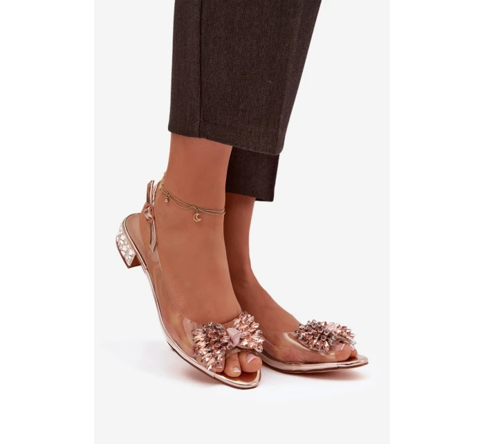 Průhledné sandály s mašlí D&A model 21908380 růžové zlato - S.Barski