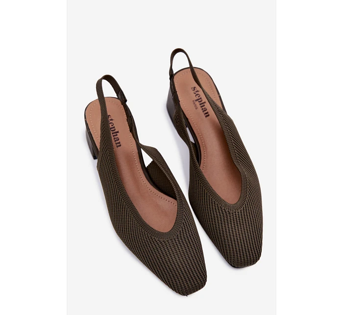 Materiálové dámské sandály na podpatku tmavě zelené model 22102914 - Boto Materiálové dámské sandály na podpatku tmavě zelené model 22102914 - Boto