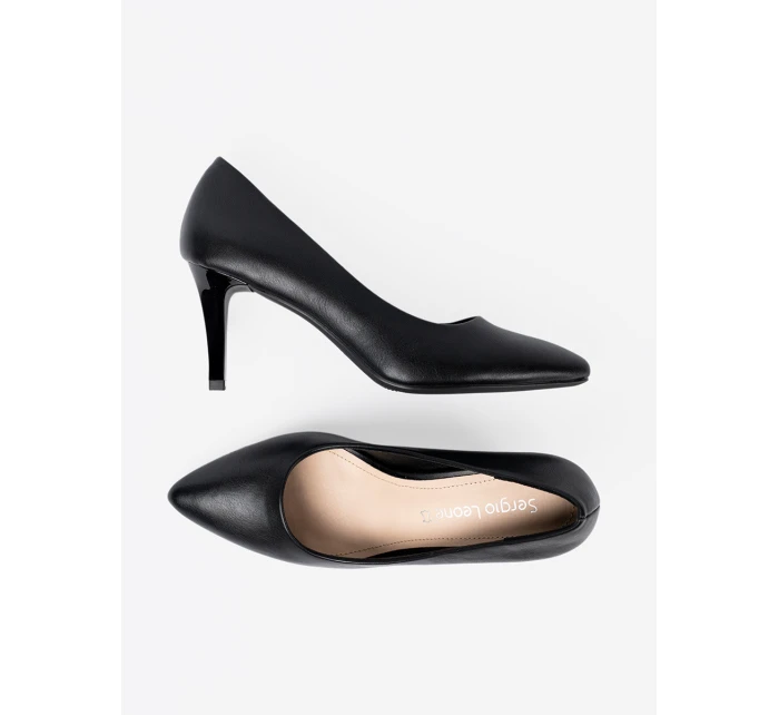 Stylové černé dámské  lodičky na jehlovém podpatku